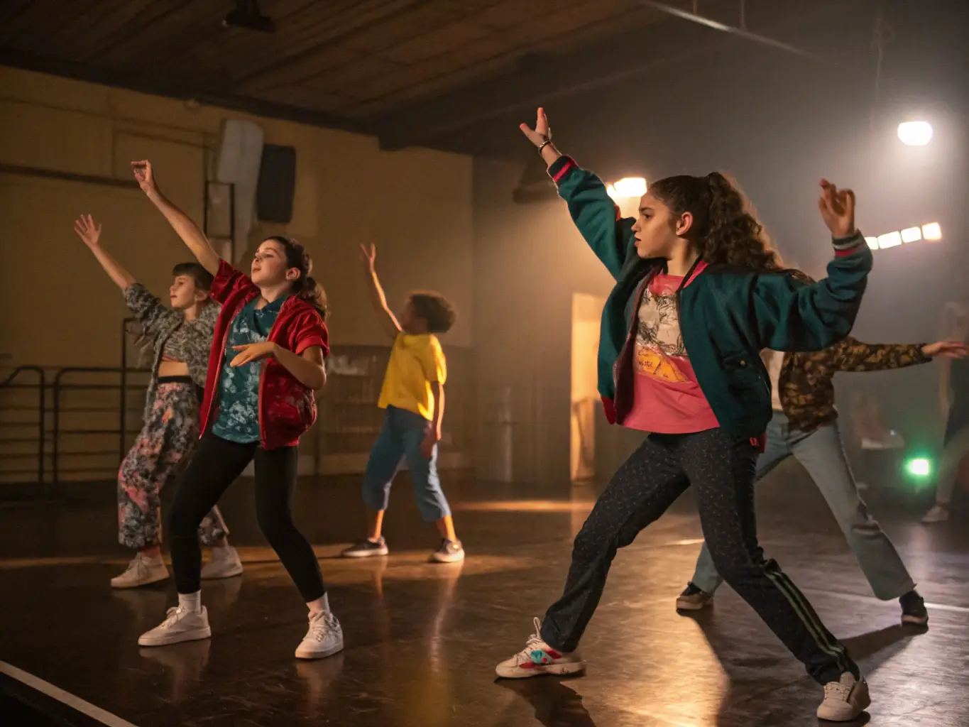A photograph capturing a lively scene from a traditional French dance class held at FRDL, featuring participants of various ages learning dance steps with enthusiasm.